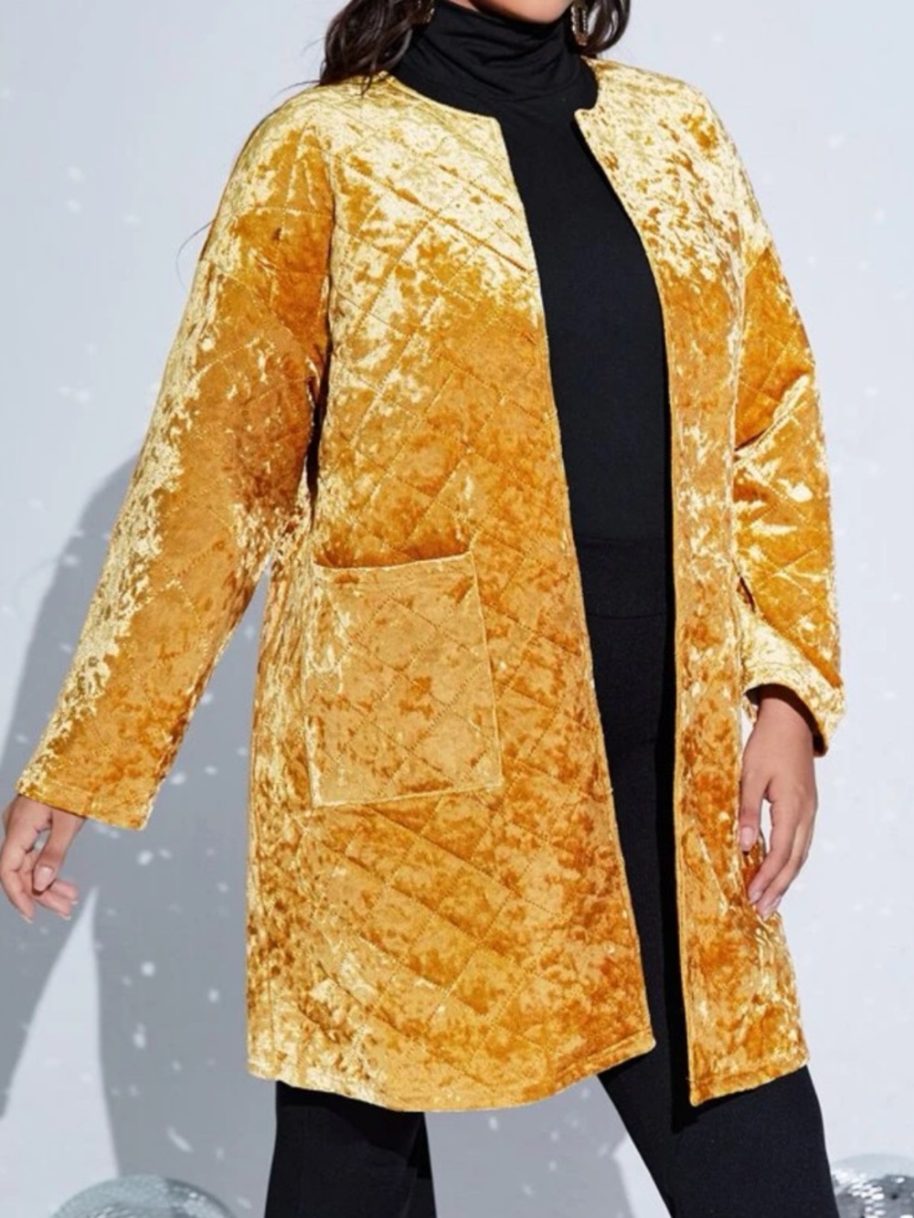 SHEIN Curve Gold Open Coat - Size 1XL